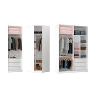 Guarda Roupa Canto 3 Peças, 6 Gavetas, 4 Cabideiros Branco - 6
