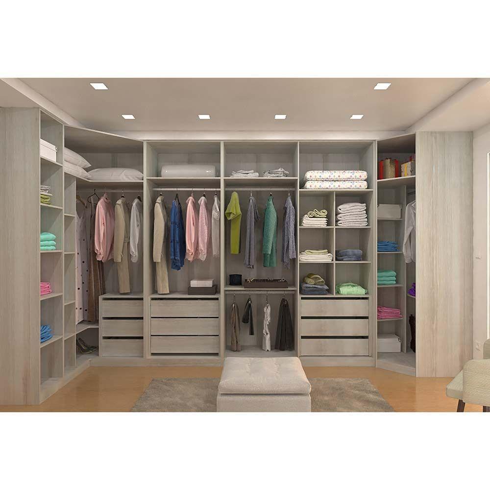 Guarda Roupa Canto 9 Gavetas, 5 Cabideiros Legno Crema - 1