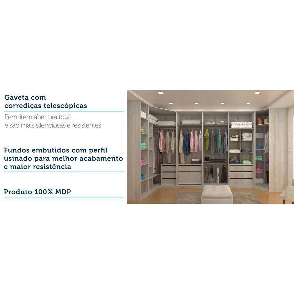 Guarda Roupa Canto 9 Gavetas, 5 Cabideiros Legno Crema - 2