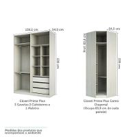 Guarda Roupa Canto 9 Gavetas, 5 Cabideiros Legno Crema - 7