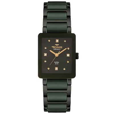 Relógio Feminino 2035NCR-2V Analógico Pulseira Metal Safira Cerâmica Verde Technos