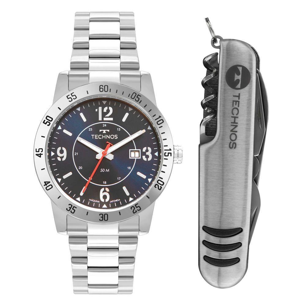 Kit Technos Masculino Militar Prata - 2115tvh-k1a 2115tvh-k1a - 1