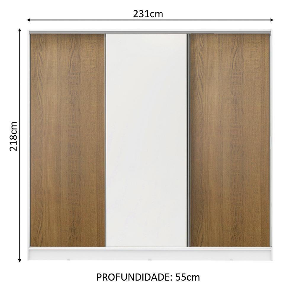 Guarda Roupa Casal 100% MDF Royale 3 Portas BR/Rustic Madesa - 8