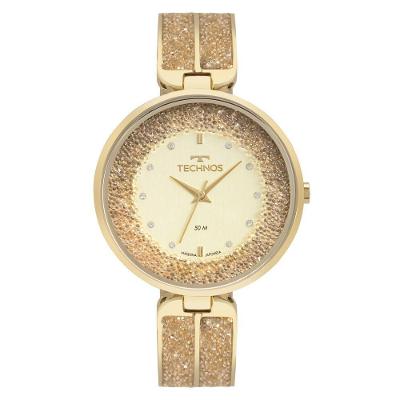 Relógio Feminino 2035MYK-1D Analógico Pulseira Aço Inox com Cristais Dourado Technos