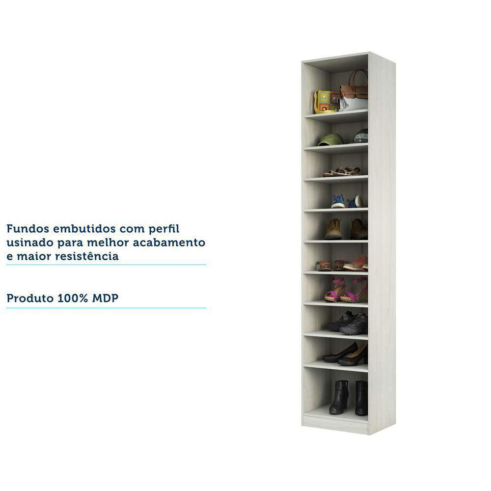 Guarda Roupa Closet Sem Porta 50,3cm Módulo Sapateira Com 9 Prateleiras Prime Luciane Móveis Legno Crema - 3