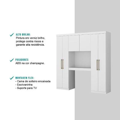Guarda Roupa Casal Porto 6 Portas de Bater Branco MDP Móveis Carraro