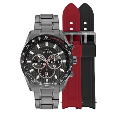 Relógio de Pulso Masculino JS25BBS-T1A Cronógrafo com Pulseira de Aço Inox Grafite Technos