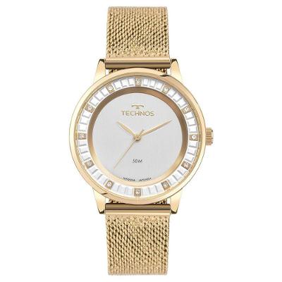 Relógio Feminino 2035MZC-1K Analógico Pulseira Aço Inox Brilho Dourado Technos