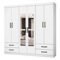 Guarda Roupa Casal Lu 6 Portas 4 Gavetas Com Espelho Branco - 1