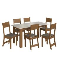 Conjunto De Mesa 1,50cm Belgica Com 6 Cadeiras Indekes Freijo/off White/cacau - 2