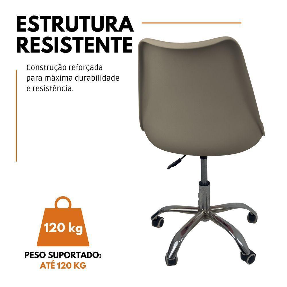 Cadeira Office Base Cromada Com Rodizio Giratória Saarinen Bege - 4
