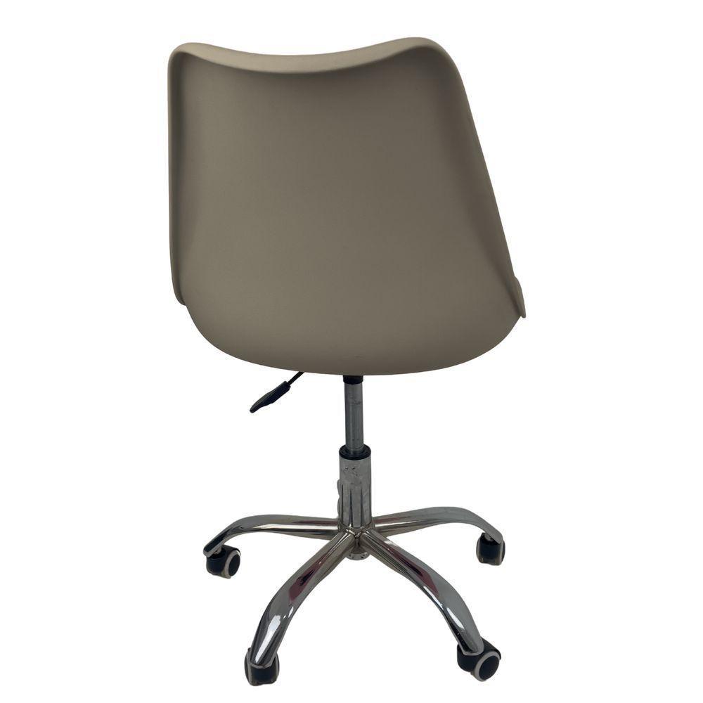 Cadeira Office Base Cromada Com Rodizio Giratória Saarinen Bege - 9