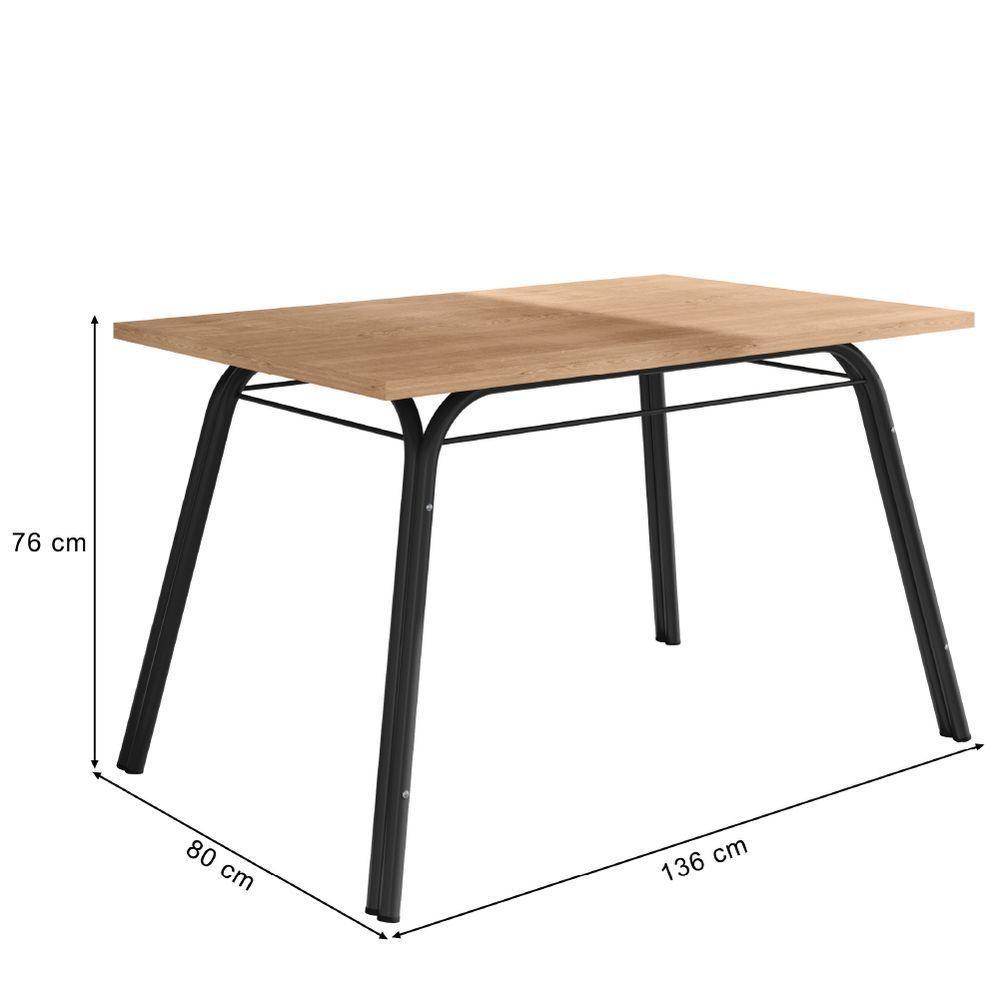 Conjunto De Mesa Sala De Jantar Lotus Com 6 Cadeiras Tampo Madeirado 1,36m Preto Floral Artefamol Preto/flor - 3