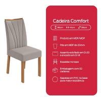 Conjunto Sala dDe Jantar Mesa 120x80cm Tampo Vidro/MDF 4 Cadeiras Veludo Capuccino Amendo/Off White