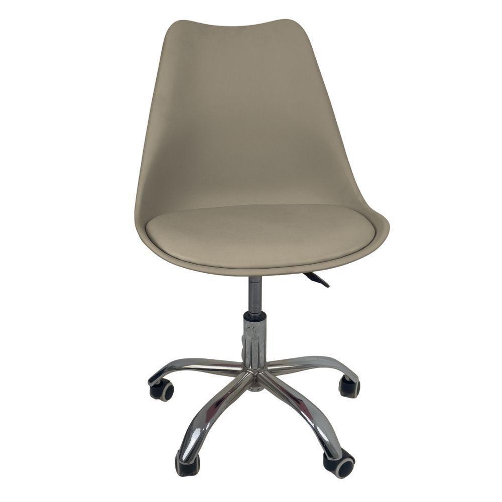 Kit 2 Cadeiras Office Base Cromada Com Rodizio Giratória Saarinen Bege - 8