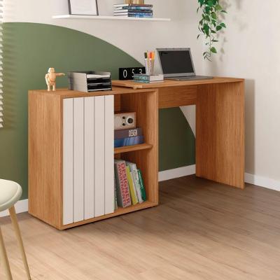 Escrivaninha Retangular Bisck Moderno sem Gavetas MDF-MDP 140cm Freijo-off White Caemmun Móveis