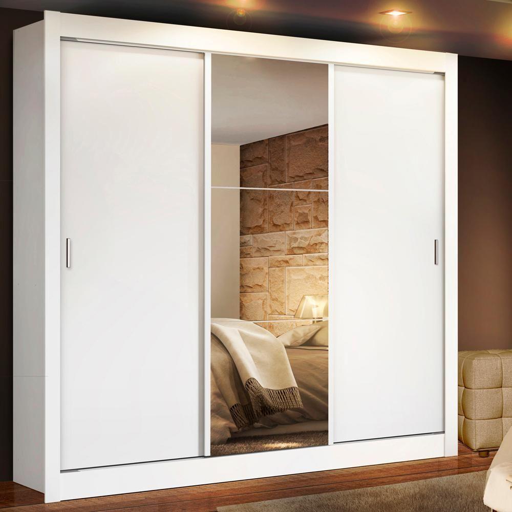 Guarda Roupa Lyon 3 Portas de Correr 1 Espelho Branco Madesa - 8