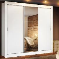 Guarda Roupa Lyon 3 Portas de Correr 1 Espelho Branco Madesa - 8