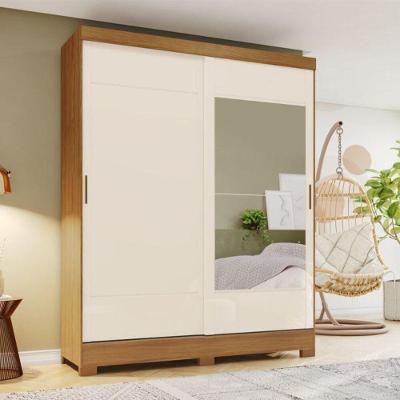 Guarda Roupa Henn 2 Portas Correr Com Espelho Nature/off White