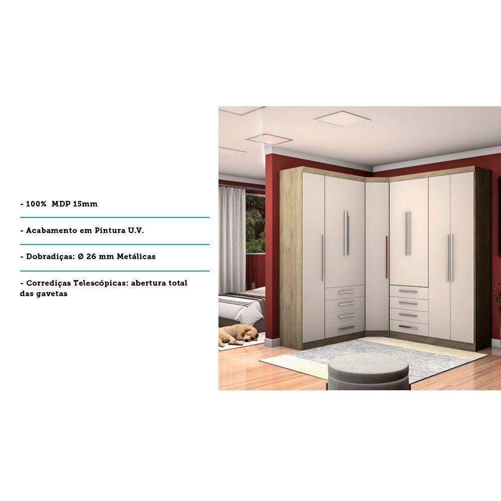 Guarda Roupa De Canto 8 Portas Avelã Rústico Com Areia - 3