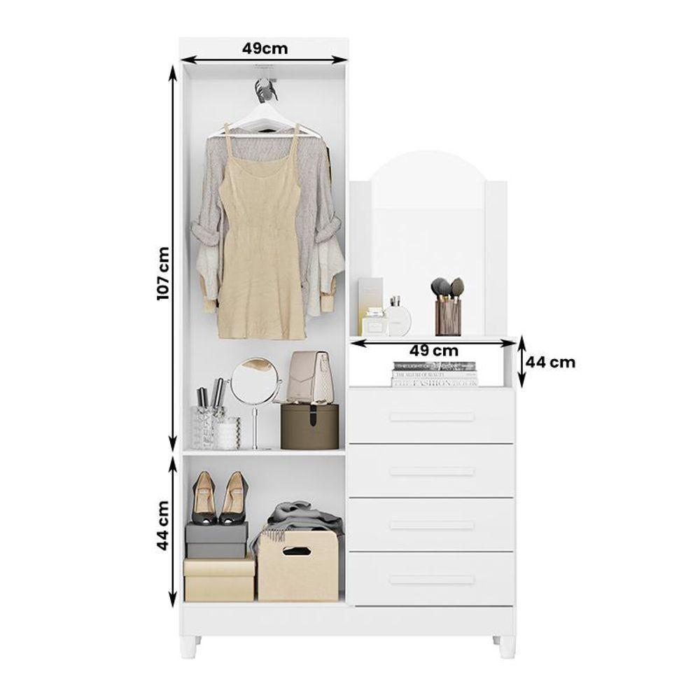 Guarda Roupa Cômoda Capri 2 Portas 4 Gavetas E Espelho Branco branctitaniuazurosa Branco branctitaniuazurosa - 4