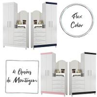 Guarda Roupa Cômoda Capri 2 Portas 4 Gavetas E Espelho Branco branctitaniuazurosa Branco branctitaniuazurosa - 2