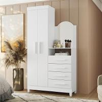 Guarda Roupa Cômoda Capri 2 Portas 4 Gavetas E Espelho Branco branctitaniuazurosa Branco branctitaniuazurosa - 3
