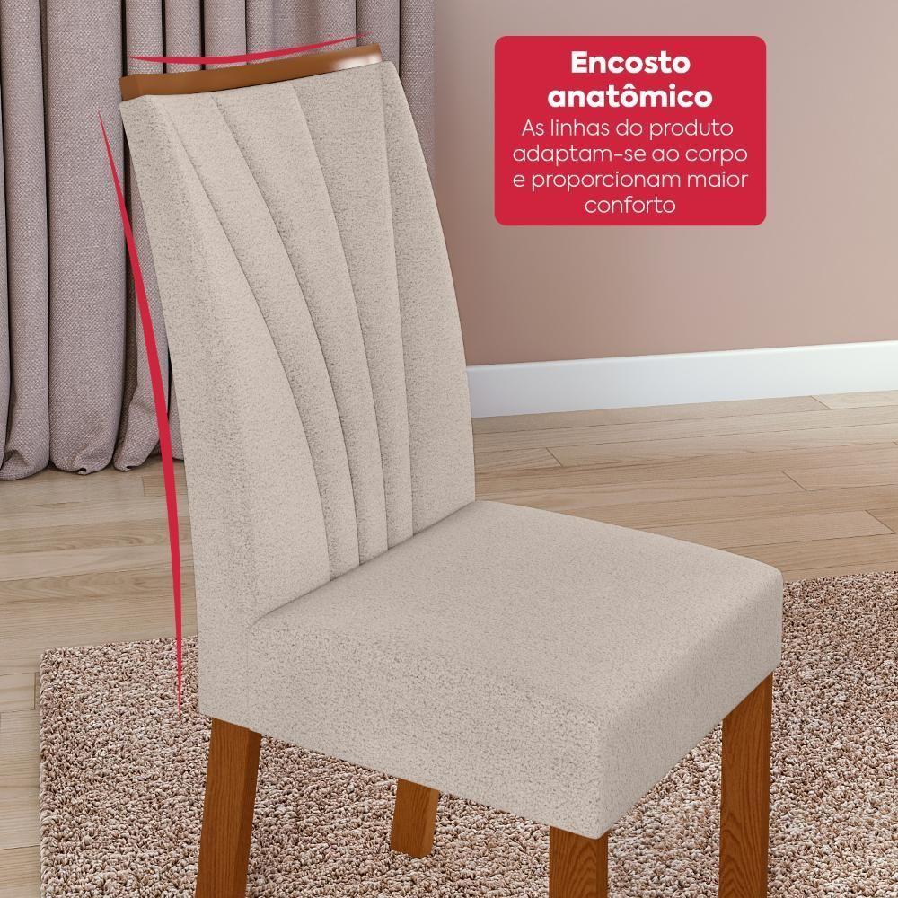 Conjunto Sala De Jantar Mesa Easy Pop 170x90 Tampo Vidro/MDF Com 6 Cadeiras Confort Boucle Bege Frassino/Off White - 7