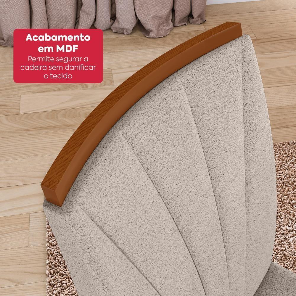 Conjunto Sala De Jantar Mesa Easy Pop 170x90 Tampo Vidro/MDF Com 6 Cadeiras Confort Boucle Bege Frassino/Off White - 8