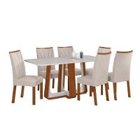 Conjunto Sala De Jantar Mesa Easy Pop 170x90 Tampo Vidro/MDF Com 6 Cadeiras Confort Boucle Bege Frassino/Off White - 2