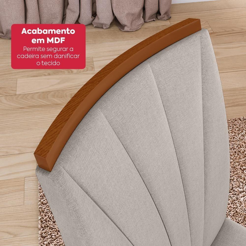 Conjunto Sala De Jantar Mesa Easy Pop 120x80cm Tampo Vidro/MDF Com 4 Cadeiras Confort Linho Cinza Frassino/Off White - 6