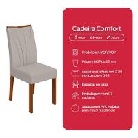 Conjunto Sala De Jantar Mesa Easy Pop 120x80cm Tampo Vidro/MDF Com 4 Cadeiras Confort Linho Cinza Frassino/Off White - 10