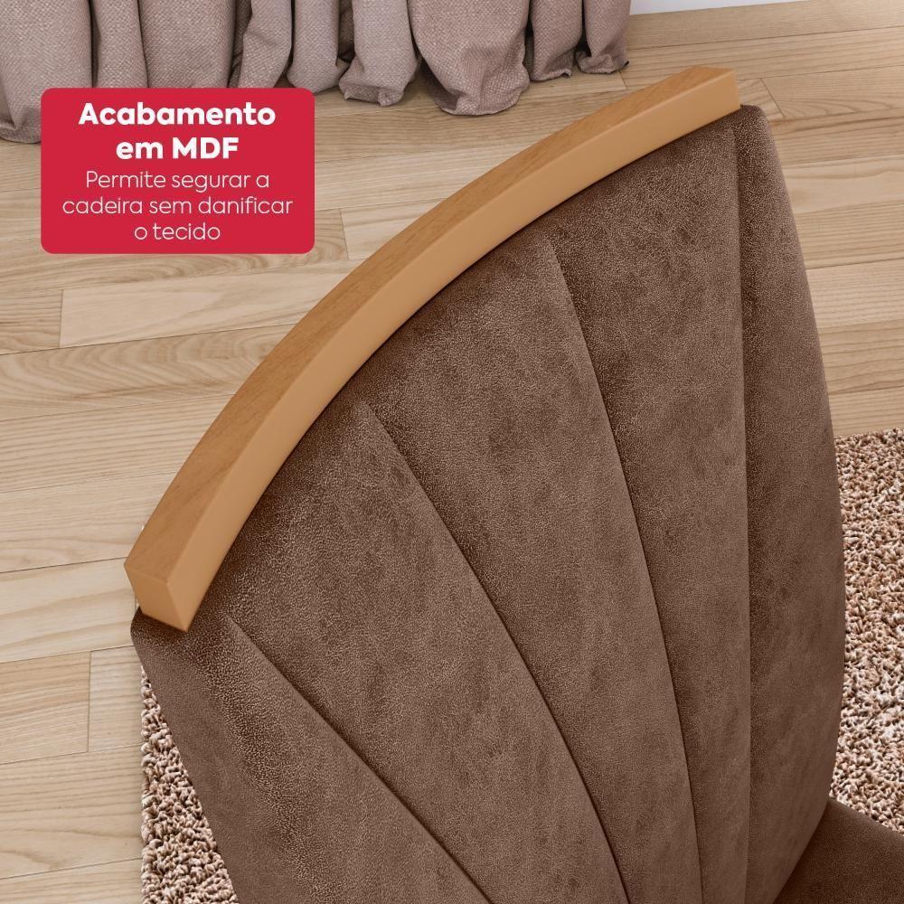 Conjunto Sala De Jantar Mesa Easy Pop 120x80cm Tampo Vidro/MDF 4 Cadeiras Confort Couro Morano Avelã Amendoa/Off White - 6