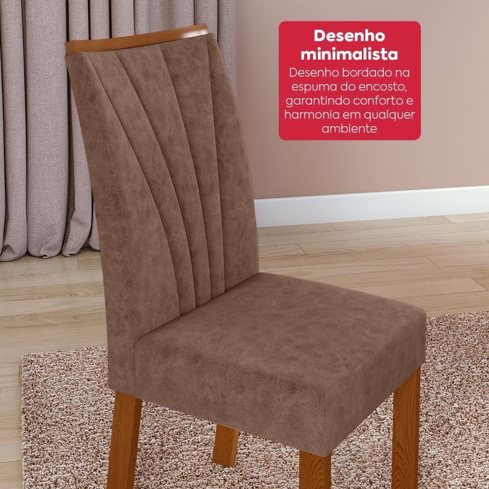 Conjunto Sala De Jantar Mesa Easy Pop 120x80cm Tampo Vidro/MDF Com 4 Cadeiras Confort Couro Morano Frassino/Off White - 4