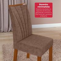 Conjunto Sala De Jantar Mesa Easy Pop 120x80cm Tampo Vidro/MDF Com 4 Cadeiras Confort Couro Morano Frassino/Off White