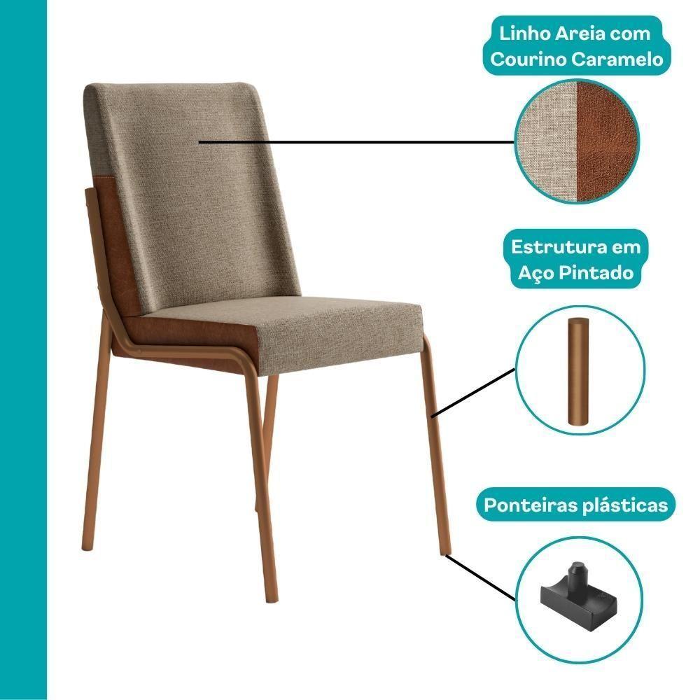 Conjunto Sala De Jantar 6 Cadeiras Manila Carraro Freijó Areia Rosê - 7