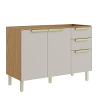 Balcão De Cozinha Itaiaia 3 Portas 2 Gavetas Off White New Porto Sem Tampo - 1