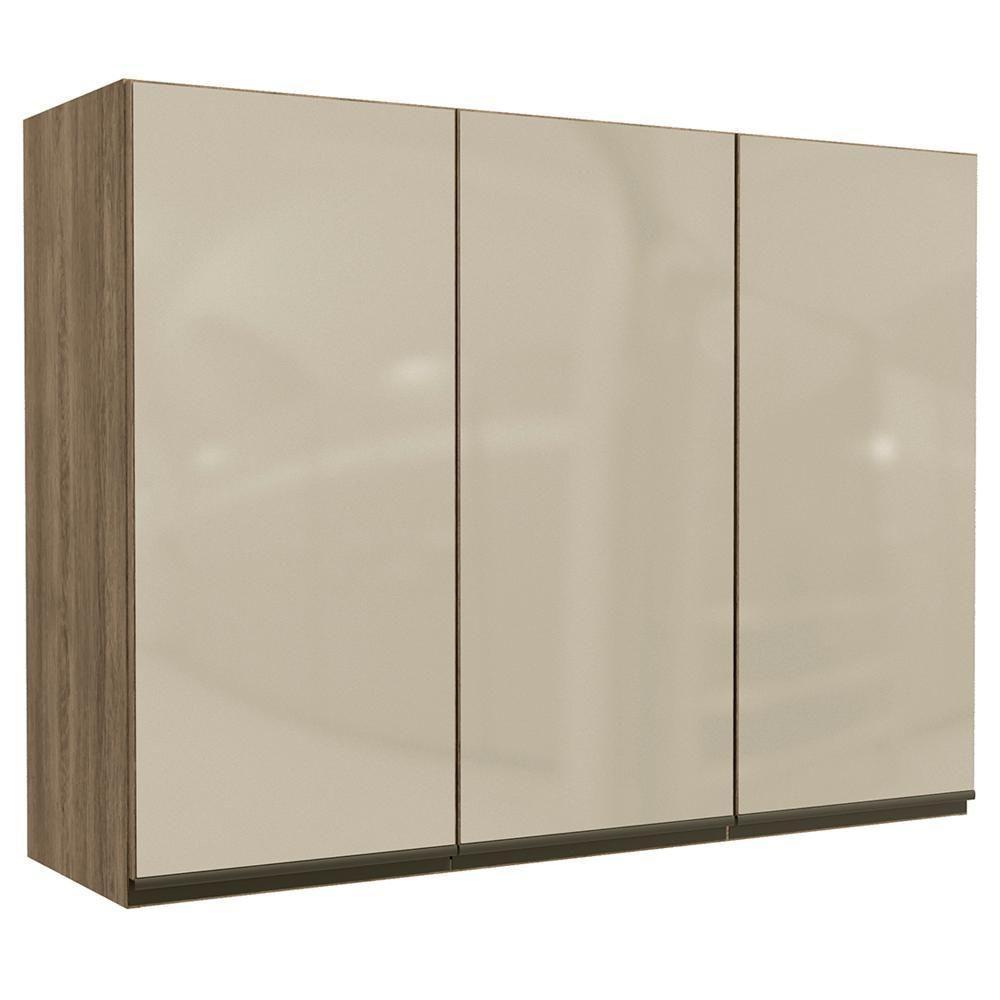 Armario Aereo 3p Vidro 120 Cm Mdp Maxxi G767 Nogal Kappesberg Nogal - 1