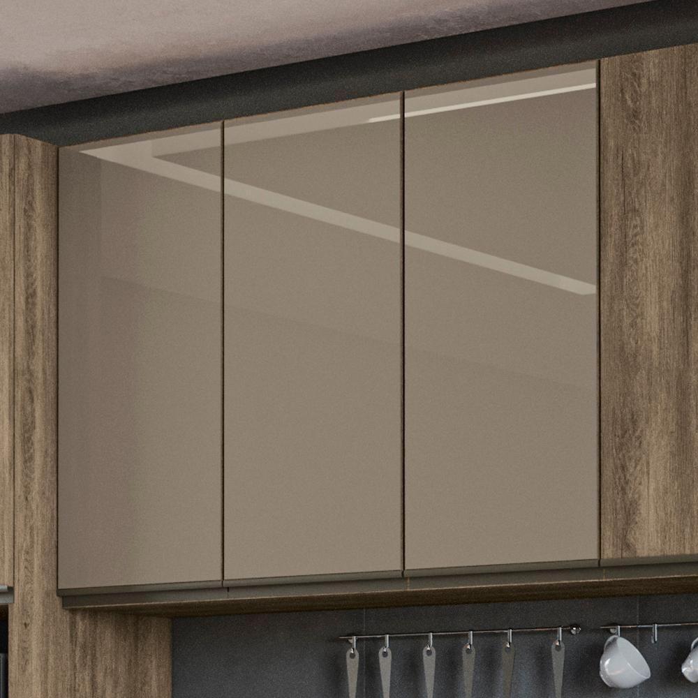 Armario Aereo 3p Vidro 120 Cm Mdp Maxxi G767 Nogal Kappesberg Nogal - 3