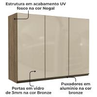 Armario Aereo 3p Vidro 120 Cm Mdp Maxxi G767 Nogal Kappesberg Nogal