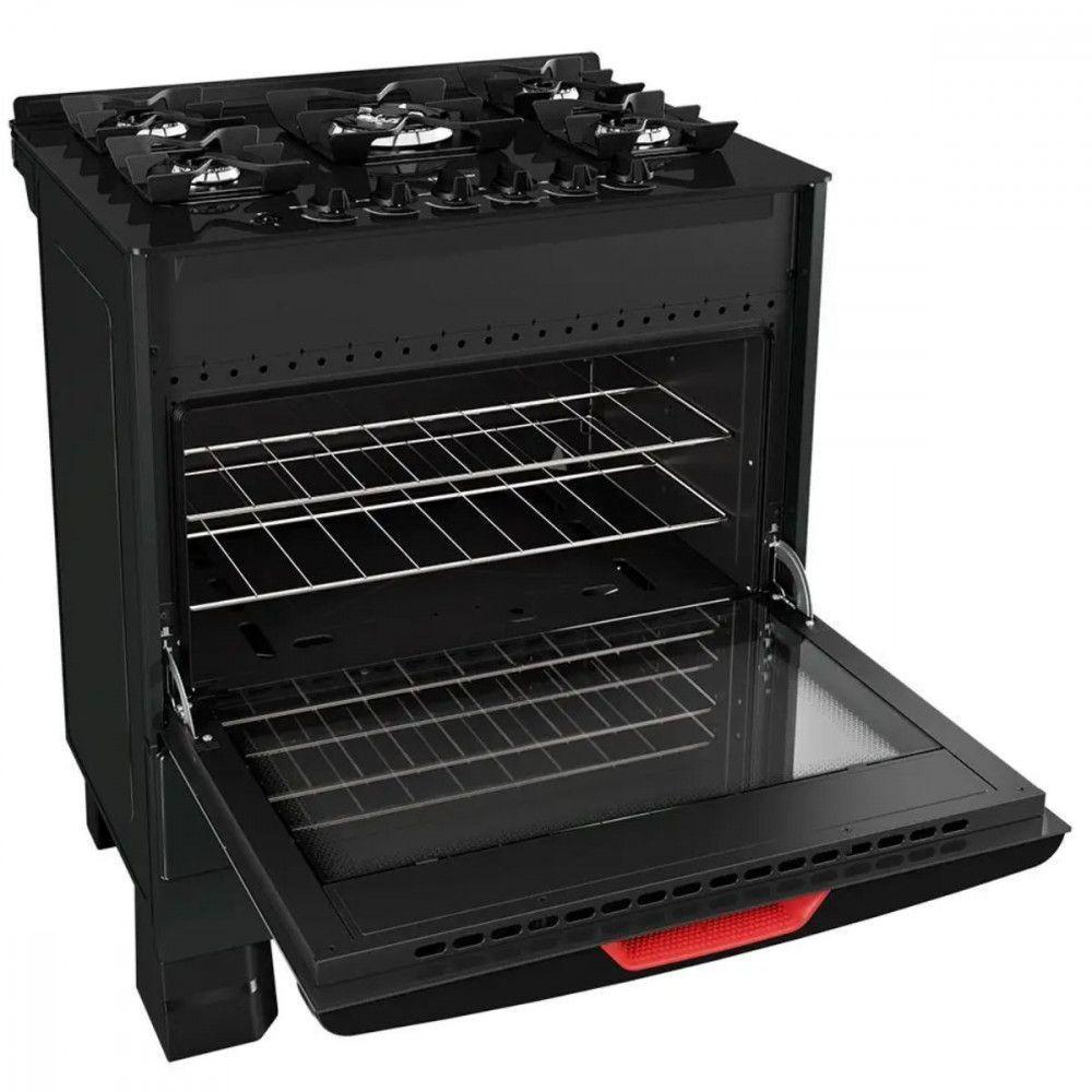 Fogão Mueller 5 Bocas Com Mesa De Vidro E Grades De Ferro Preto Bivolt - 9