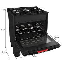 Fogão Mueller 5 Bocas Com Mesa De Vidro E Grades De Ferro Preto Bivolt