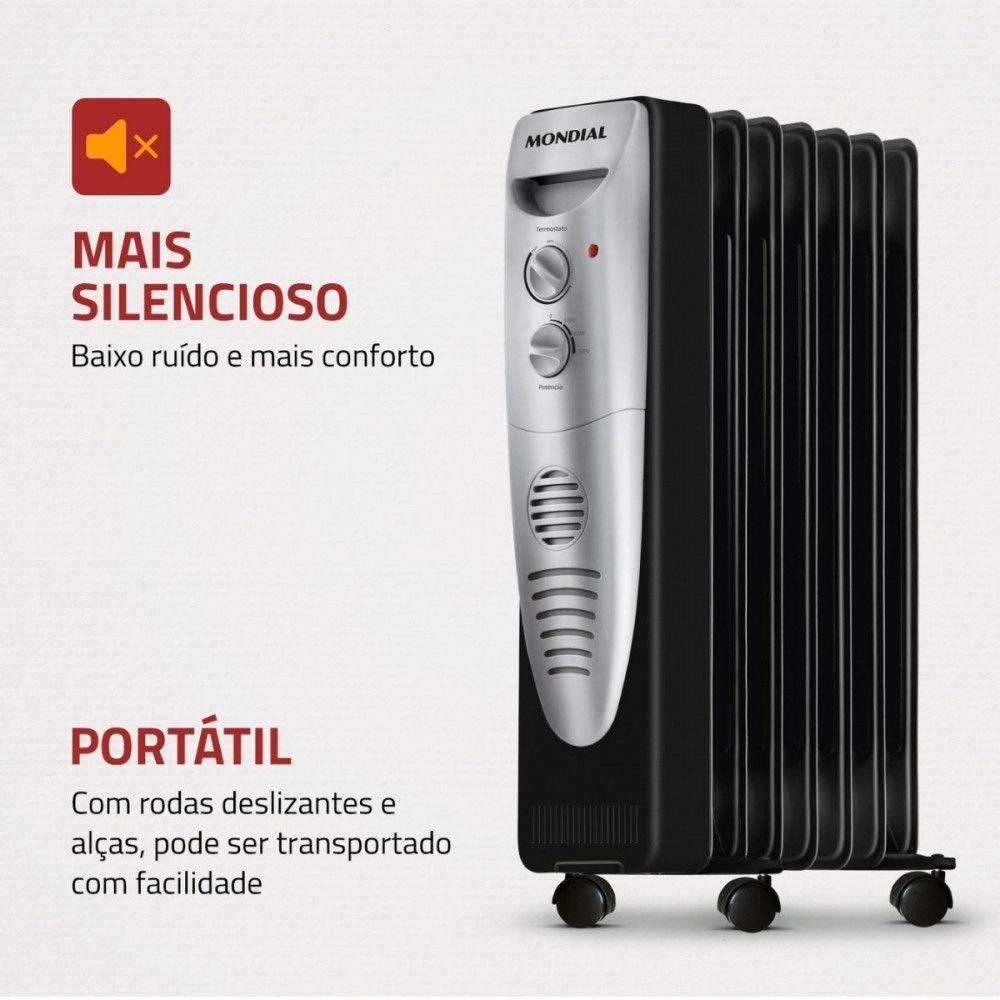 Aquecedor A óleo Mondial A-06 Preto Com Prata 110V - 3