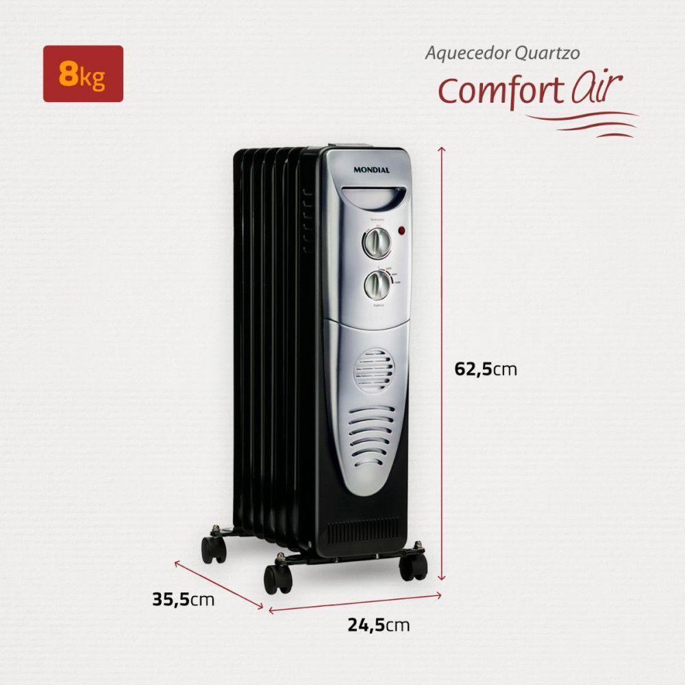 Aquecedor A óleo Mondial A-06 Preto Com Prata 110V - 6