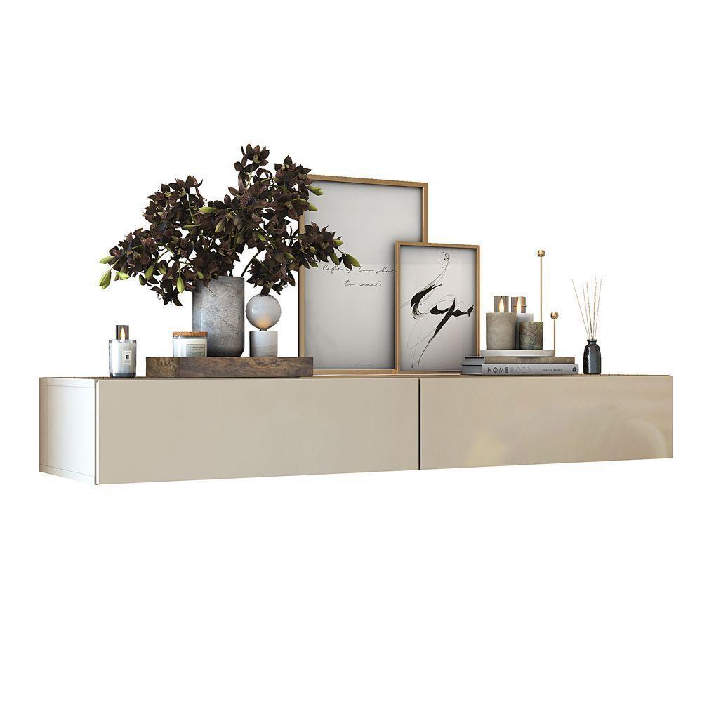 Aparador Buffet Suspenso 110cm Em Mdf Sala Hall De Entrada Off White - 1