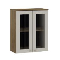 Armário Aéreo 2 Portas Vidro Canelado 80cm Isis Luciane Avela/mocca - 1