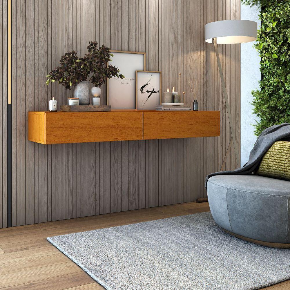 Aparador Buffet Suspenso 110cm Em Mdf Sala Hall De Entrada Naturale - 1