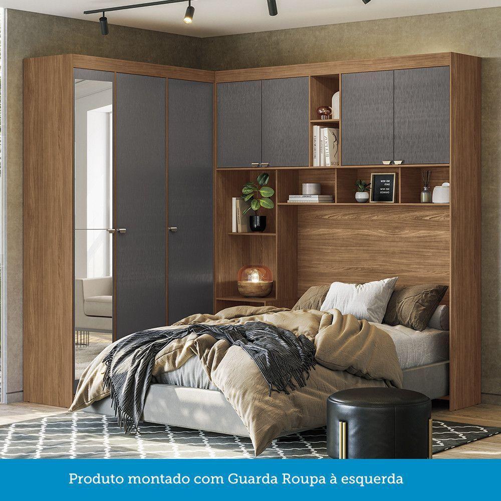 Guarda Roupa De Canto Com 7 Portas E 4 Gavetas E Cabeceira Lugano Santos Andirá Jatoba/grafitte - 6