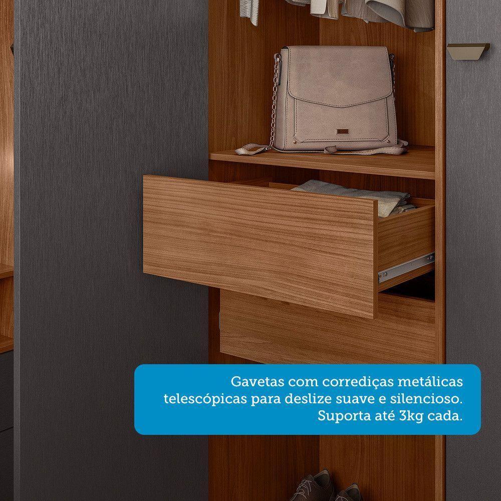 Guarda Roupa De Canto Com 7 Portas E 4 Gavetas E Cabeceira Lugano Santos Andirá Jatoba/grafitte - 9