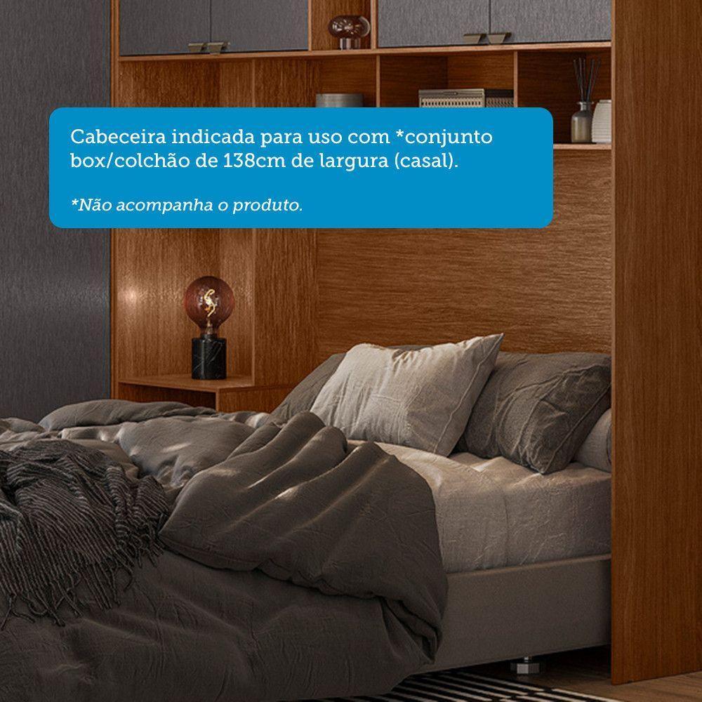 Guarda Roupa De Canto Com 7 Portas E 4 Gavetas E Cabeceira Lugano Santos Andirá Jatoba/grafitte - 10